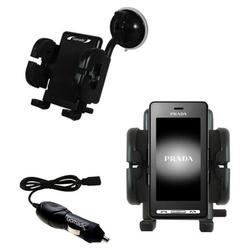 Gomadic LG KE850 Prada Auto Windshield Holder with Car Charger - Uses TipExchange