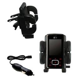 Gomadic LG KG800 Auto Vent Holder with Car Charger - Uses TipExchange