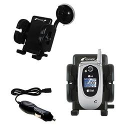 Gomadic LG UX245 Auto Windshield Holder with Car Charger - Uses TipExchange