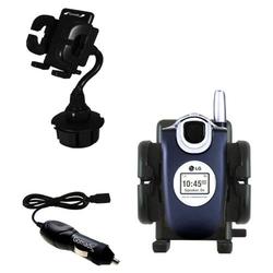 Gomadic LG UX4750 Auto Cup Holder with Car Charger - Uses TipExchange