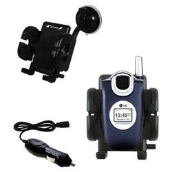 Gomadic LG UX4750 Auto Windshield Holder with Car Charger - Uses TipExchange