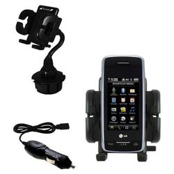 Gomadic LG VX10000 Auto Cup Holder with Car Charger - Uses TipExchange