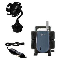 Gomadic LG VX3200 Auto Cup Holder with Car Charger - Uses TipExchange