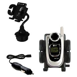 Gomadic LG VX4700 Auto Cup Holder with Car Charger - Uses TipExchange