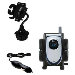 Gomadic LG VX5450 Auto Cup Holder with Car Charger - Uses TipExchange