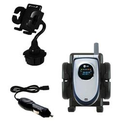 Gomadic LG VX5550 Auto Cup Holder with Car Charger - Uses TipExchange