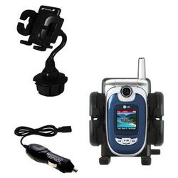 Gomadic LG VX8100 Auto Cup Holder with Car Charger - Uses TipExchange