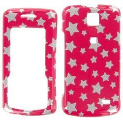 Wireless Emporium, Inc. LG Venus VX8800 Hot Pink w/Glitter Stars Snap-On Protector Case Faceplate