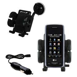 Gomadic LG Voyager Auto Windshield Holder with Car Charger - Uses TipExchange