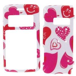 Wireless Emporium, Inc. LG enV2 VX9100 White w/Red & Pink Hearts Snap-On Protector Case Faceplate