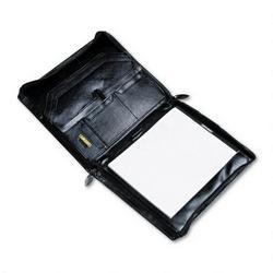 Bond Street Ltd Leather Pad Holder/Organizer Portfolio with Zipper, Letter Size, Black