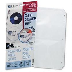 C-Line Products, Inc. Looseleaf CD/DVD Organizer Ring Binder Sheets, 4 Pockets/Sheet, 10 Sheets/Pack