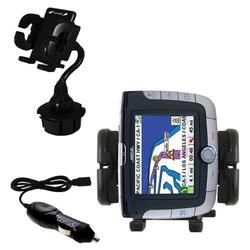 Gomadic Magellan Roadmate 3050T Auto Cup Holder with Car Charger - Uses TipExchange
