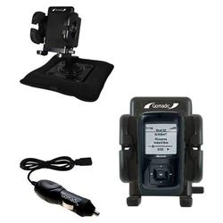 Gomadic Memorex MMP8565 1GB Auto Bean Bag Dash Holder with Car Charger - Uses TipExchange