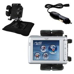 Gomadic Mio Technology C310 Auto Bean Bag Dash Holder with Car Charger - Uses TipExchange