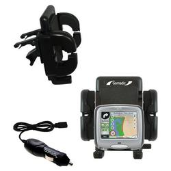 Gomadic Mio Technology DigiWalker C210 Auto Vent Holder with Car Charger - Uses TipExchange