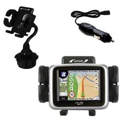 Gomadic Mio Technology DigiWalker C250 Auto Cup Holder with Car Charger - Uses TipExchange