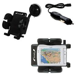 Gomadic Mio Technology DigiWalker C310x Auto Windshield Holder with Car Charger - Uses TipExchange