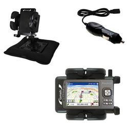 Gomadic Mio Technology DigiWalker C520t Auto Bean Bag Dash Holder with Car Charger - Uses TipExchang