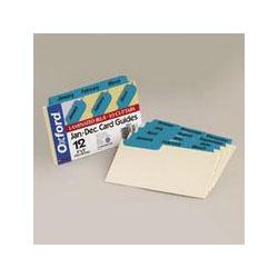 Esselte Pendaflex Corp. Monthly Laminated Manila Index Card Guides, 3 x 5, 1/3 Cut Blue Tab, 12/Set