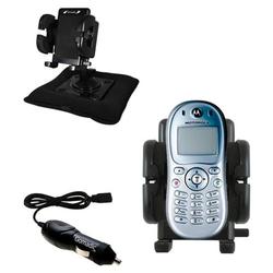 Gomadic Motorola C332 Auto Bean Bag Dash Holder with Car Charger - Uses TipExchange