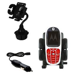 Gomadic Motorola E375 Auto Cup Holder with Car Charger - Uses TipExchange