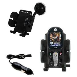 Gomadic Motorola E378i Auto Windshield Holder with Car Charger - Uses TipExchange