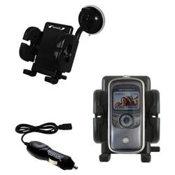 Gomadic Motorola E380 Auto Windshield Holder with Car Charger - Uses TipExchange