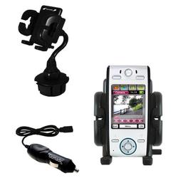 Gomadic Motorola E680 Auto Cup Holder with Car Charger - Uses TipExchange