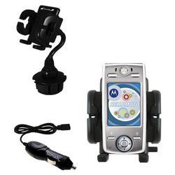 Gomadic Motorola E680i Auto Cup Holder with Car Charger - Uses TipExchange