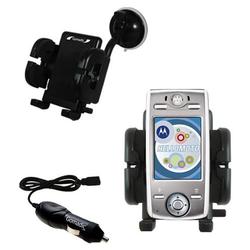 Gomadic Motorola E680i Auto Windshield Holder with Car Charger - Uses TipExchange