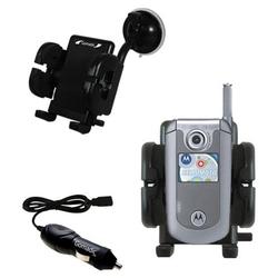 Gomadic Motorola E815 Auto Windshield Holder with Car Charger - Uses TipExchange