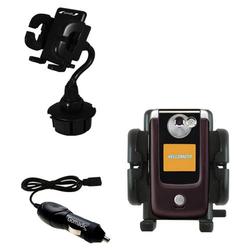 Gomadic Motorola E895 Auto Cup Holder with Car Charger - Uses TipExchange