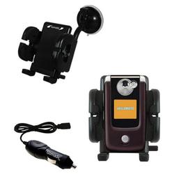 Gomadic Motorola E895 Auto Windshield Holder with Car Charger - Uses TipExchange