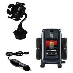 Gomadic Motorola MOTORAZR 2 V8 Auto Cup Holder with Car Charger - Uses TipExchange