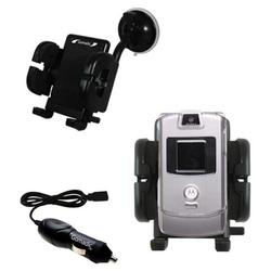 Gomadic Motorola MOTORAZR V3a Auto Windshield Holder with Car Charger - Uses TipExchange