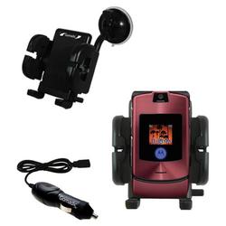 Gomadic Motorola MOTORAZR V3r Auto Windshield Holder with Car Charger - Uses TipExchange
