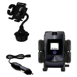Gomadic Motorola MOTORAZR V3t Auto Cup Holder with Car Charger - Uses TipExchange
