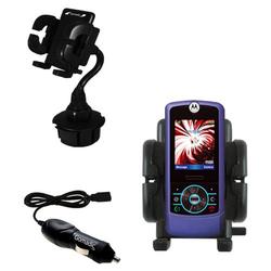 Gomadic Motorola MOTORIZR Z3 Auto Cup Holder with Car Charger - Uses TipExchange
