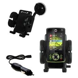 Gomadic Motorola MOTORIZR Z8 Auto Windshield Holder with Car Charger - Uses TipExchange
