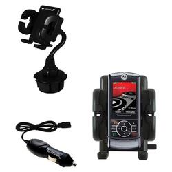 Gomadic Motorola MOTOROKR Z6m Auto Cup Holder with Car Charger - Uses TipExchange