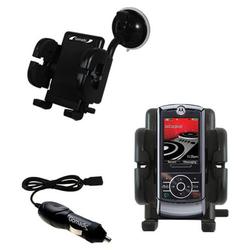 Gomadic Motorola MOTOROKR Z6m Auto Windshield Holder with Car Charger - Uses TipExchange