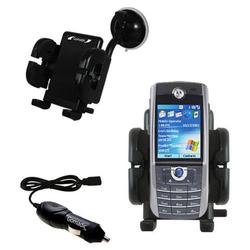 Gomadic Motorola MPx100 Auto Windshield Holder with Car Charger - Uses TipExchange