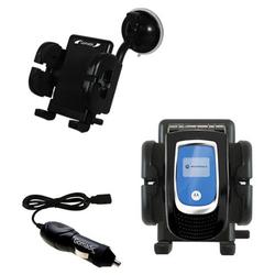 Gomadic Motorola MPx200 Auto Windshield Holder with Car Charger - Uses TipExchange