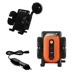 Gomadic Motorola PEBL U6 Auto Windshield Holder with Car Charger - Uses TipExchange