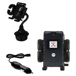 Gomadic Motorola RAZR V3 Auto Cup Holder with Car Charger - Uses TipExchange