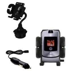 Gomadic Motorola RAZR V3i Auto Cup Holder with Car Charger - Uses TipExchange