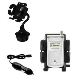 Gomadic Motorola T720 Auto Cup Holder with Car Charger - Uses TipExchange