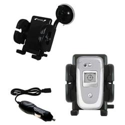 Gomadic Motorola V560 Auto Windshield Holder with Car Charger - Uses TipExchange