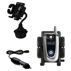 Gomadic Motorola V600 Auto Cup Holder with Car Charger - Uses TipExchange